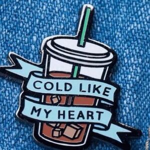 ICED COFFEE LOVERS Cold Like My Heart Black Green Straw Halloween Pin Backpack